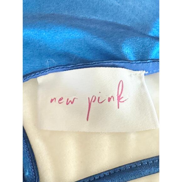 New Pink Intergalactic Universe Mini Body-con Dress in Metallic Blue - Picture 6 of 11